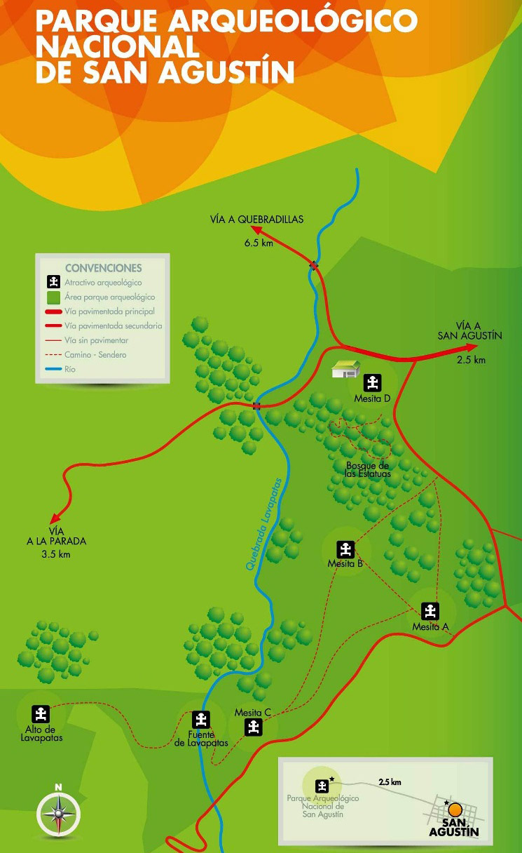 Mapa Parque Arqueologico San Agustin Colombia